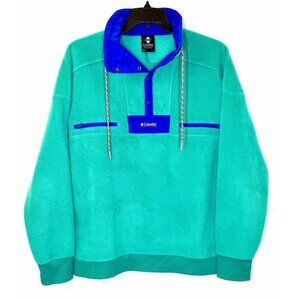 Vintage Men’s Retro Columbia Fleece Pullover Sweatshirt Size L ColorBlock Snap T